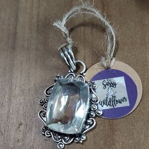 WHITE Topaz Sterling Silver Pendant
